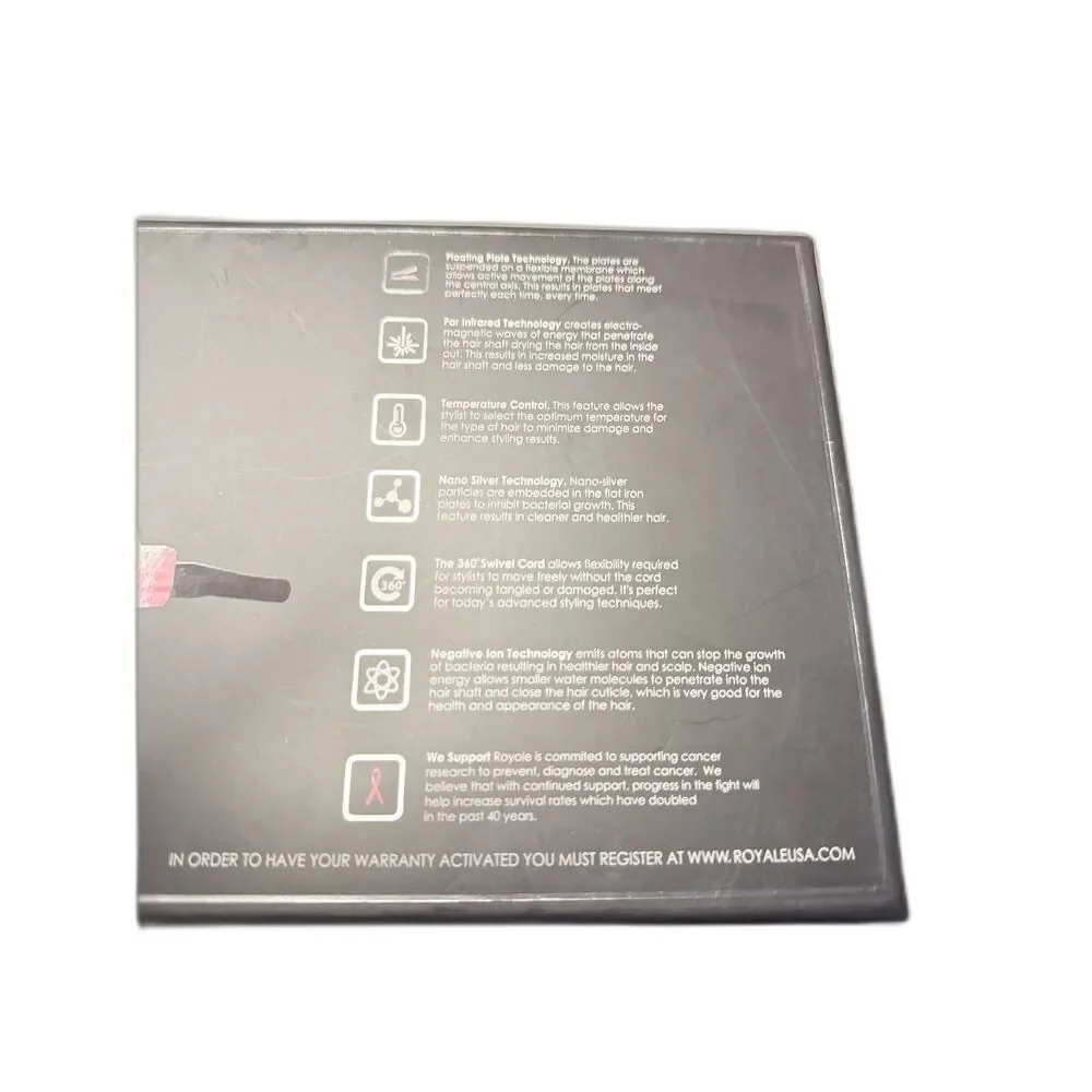 Royal Pro Pink Striped Ceramic Flat Iron Hair Straightener MSRP $385